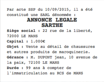 annonce legale Sarthe